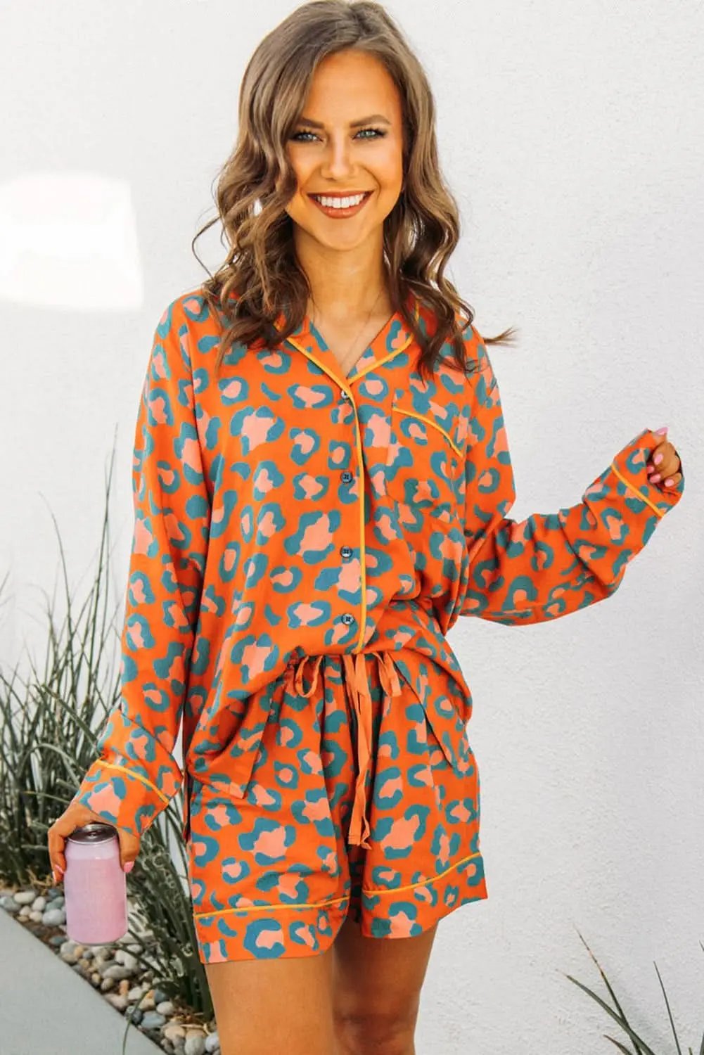 Leopard Print Orange Loungewear Set - Love Salve